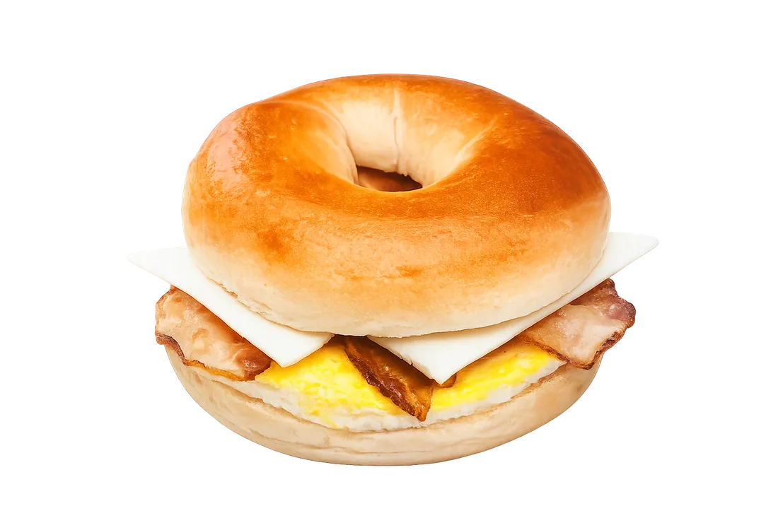 Egg, bacon and cheese bagel