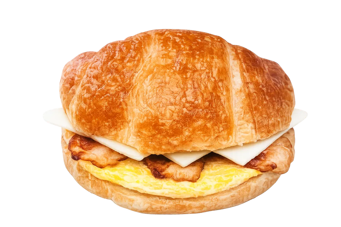 Egg, bacon and cheese croissant