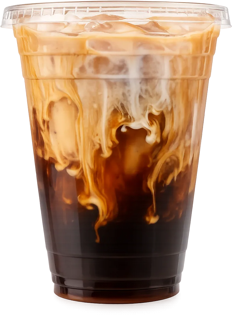 Iced coffee in a clear cup