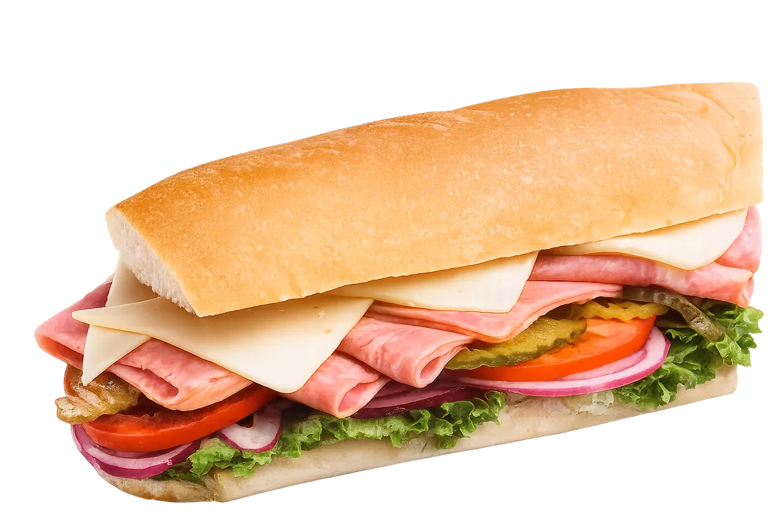 Ham and cheese sub sandwich